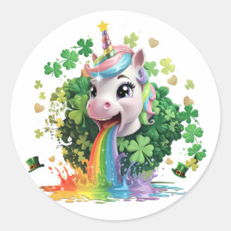 Lucky Unicorn Kleeblatt St Patricks Day Lepricorn Runder Aufkleber
