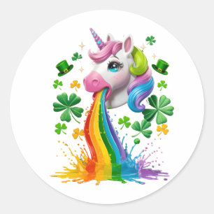 Lucky Unicorn Kleeblatt St Patricks Day Lepricorn Runder Aufkleber
