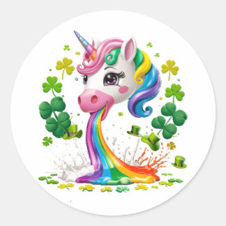 Lucky Unicorn Kleeblatt St Patricks Day Lepricorn Runder Aufkleber