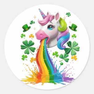 Lucky Unicorn Kleeblatt St Patricks Day Lepricorn Runder Aufkleber