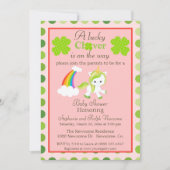 Lucky Unicorn St. Patrick's Thema Mädchen Dusche Einladung (Vorderseite)