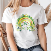 "Lucky Vibes" Aquarellfarben Grüne Regenbogen-Klee T-Shirt