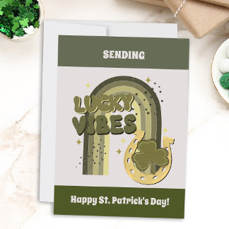 Lucky Vibes Boho St. Patrick's Day Irischer Kleebl Feiertagskarte
