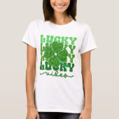 Lucky Vibes Green Leopard Kleeblatt St Patricks Da T-Shirt (Vorderseite)