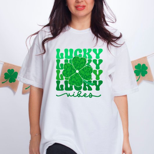 Lucky Vibes Green Leopard Kleeblatt St Patricks Da T-Shirt