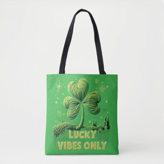 Lucky Vibes Only Yarn Clover St Patrick's Day Tasche (Vorderseite)