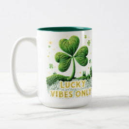 Lucky Vibes Only Yarn Clover St Patrick's Day Zweifarbige Tasse