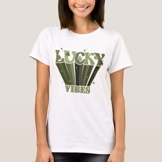 Lucky Vibes Retro St Patrick's Day Irish Kleeblatt T-Shirt (Vorderseite)