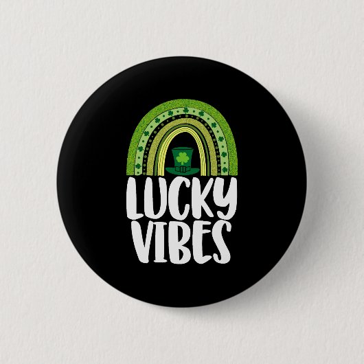 Lucky Vibes St Patricks Day Button (Vorderseite)