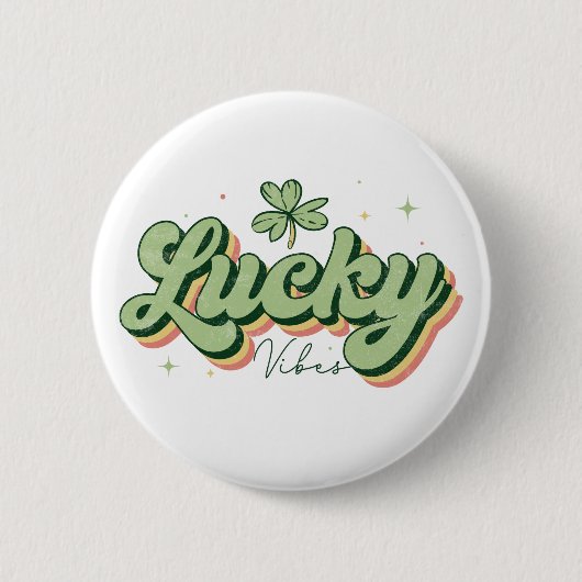 Lucky Vibes St. Patrick's Day Button (Vorderseite)