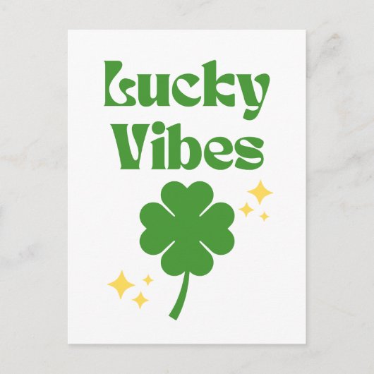 Lucky Vibes St. Patrick's Day Postkarte (Vorderseite)