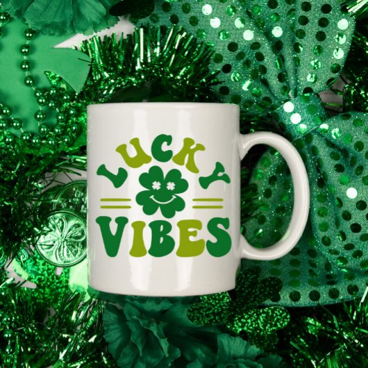 Lucky Vibes Vierblättriges Kleeblatt Kaffeetasse