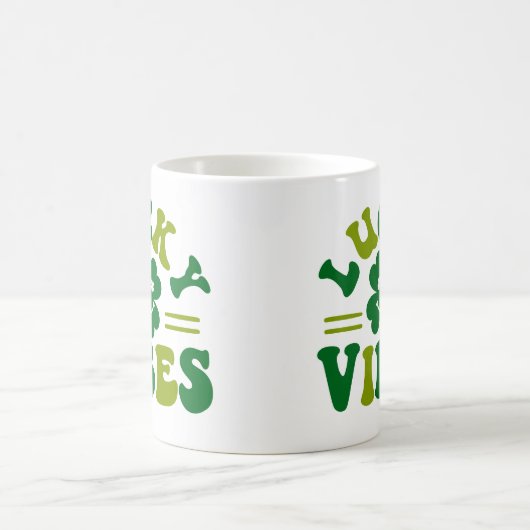 Lucky Vibes Vierblättriges Kleeblatt Kaffeetasse (Mittel)