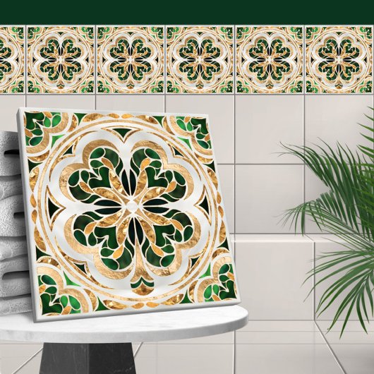 Lucky Vier-Blatt Kleeblatt Luxus Fliese