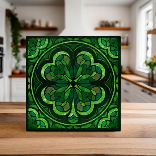 Lucky Vier-Blatt Kleeblatt Luxus Fliese