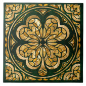 Lucky Vier-Blatt Kleeblatt Luxus Fliese (Vorderseite)