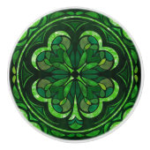 Lucky Vier-Blatt Kleeblatt Luxus Keramikknauf (Vorderseite)