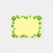 Lucky Vier-Leaf-Clovers & Ladybugs auf Gelb Post-it Klebezettel (Vorderseite)