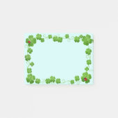 Lucky Vier-Leaf Clovers & Ladybugs auf Light Blue Post-it Klebezettel (Vorderseite)