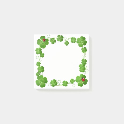 Lucky Vier-Leaf Clovers & Ladybugs Post-it Klebezettel (Vorderseite)