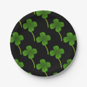 Lucky Vier Leaf Klee auf schwarz Pappteller (Vorderseite)