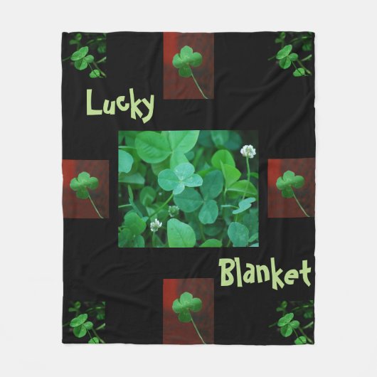 Lucky Vierblättriges Kleeblatt Blanket Fleecedecke (Vorderseite)