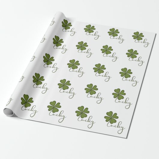 Lucky Vierblättriges Kleeblatt Geschenkpapier (Ungerollt)