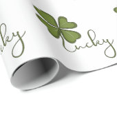 Lucky Vierblättriges Kleeblatt Geschenkpapier (Rolleneckpunkt)