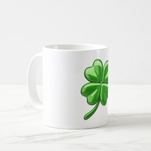 Lucky vierblättriges Kleeblatt Kaffeetasse (Vorderseite Links)