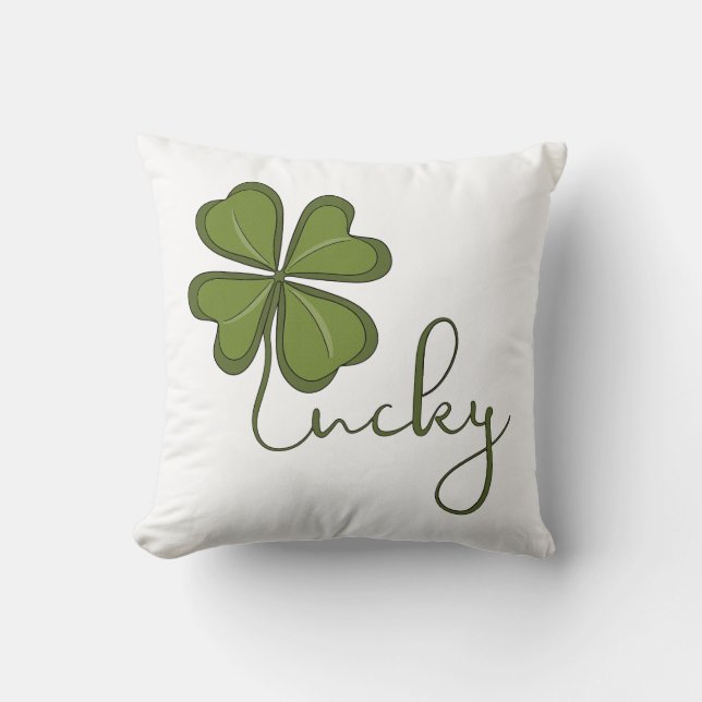 Lucky Vierblättriges Kleeblatt Kissen (Vorderseite)