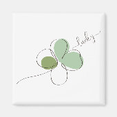 Lucky Vierblättriges Kleeblatt Minimalistisch Line Magnet (Vorne)