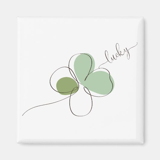 Lucky Vierblättriges Kleeblatt Minimalistisch Line Magnet (Vorne)