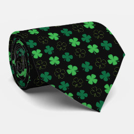 Lucky Vierblättriges Kleeblatt Neck Tie - Black Krawatte