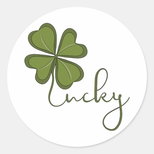 Lucky Vierblättriges Kleeblatt Runder Aufkleber (Vorderseite)