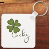 Lucky Vierblättriges Kleeblatt Schlüsselanhänger (Rückseite)