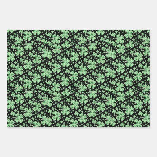 Lucky Vierblättriges Kleeblatt St. Patrick Irish Geschenkpapier Set (Vorderseite 2)