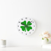 Lucky vierblättriges Kleeblatt | St. Patty's Day Runde Wanduhr (Zuhause)