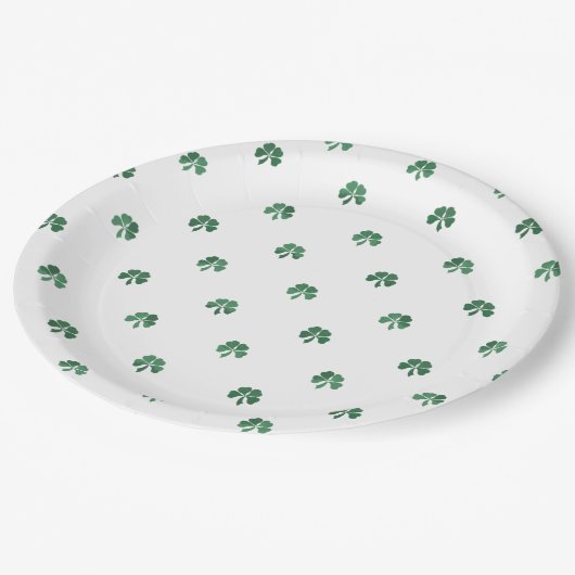 Lucky Vierblättriges Kleeblatt Wedding Saint Patri Pappteller (Schrägansicht)
