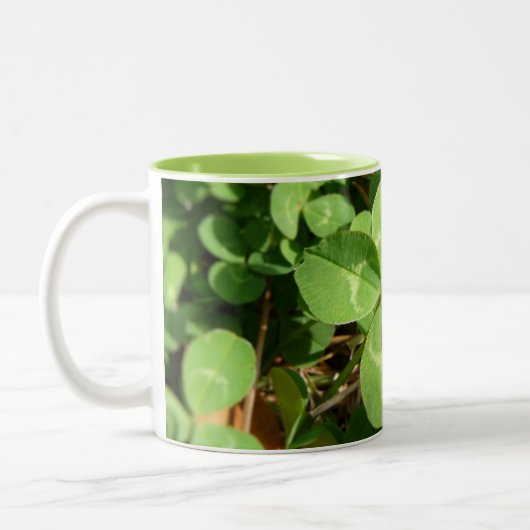 Lucky Vierblättriges Kleeblatt Zweifarbige Tasse (Links)