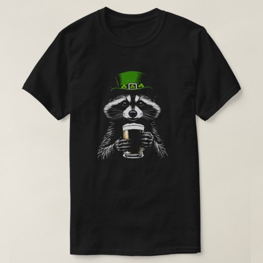 Lucky Waschbär-Bier-Design T-Shirt (Design vorne)