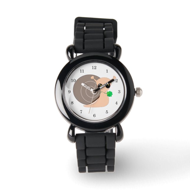 Lucky Watch Snail mit Klee Armbanduhr (Vorderseite)