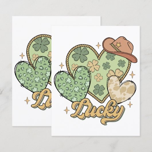 Lucky Western St Patricks Day Heart Kleeblatt Iris (Vorne/Hinten)