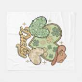Lucky Western St Patricks Day Heart Kleeblatt Iris Fleecedecke (Vorderseite (Horizontal))