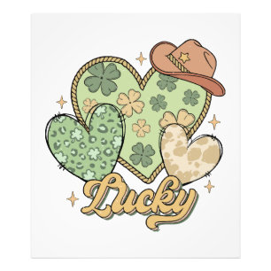 Lucky Western St Patricks Day Heart Kleeblatt Iris Fotodruck