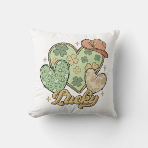 Lucky Western St Patricks Day Heart Kleeblatt Iris Kissen