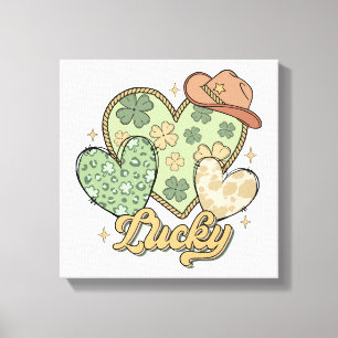 Lucky Western St Patricks Day Heart Kleeblatt Iris Leinwanddruck