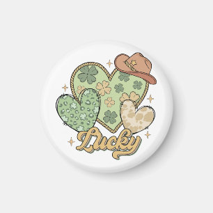 Lucky Western St Patricks Day Heart Kleeblatt Iris Magnet