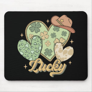 Lucky Western St Patricks Day Heart Kleeblatt Iris Mousepad