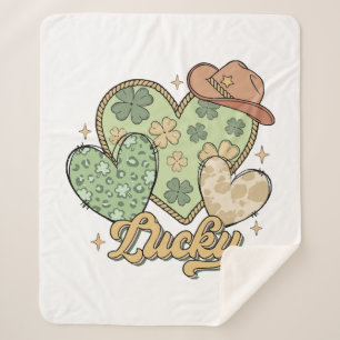 Lucky Western St Patricks Day Heart Kleeblatt Iris Sherpadecke