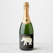 Lucky White Thai Elephant Personalisiert Schaumweinetikett (Vorderseite)